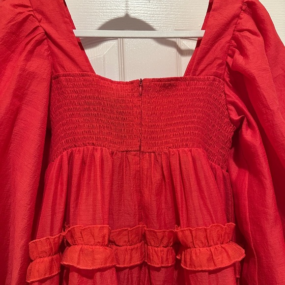 Dream Sister Jane Square Neck Puff Sleeve Tiered Organza Midi Dress - Picture 9 of 9